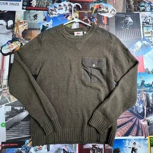 Fjallraven Lada Sweater Mens Small Olive Green Wool G-1000 Reinforced Pullover